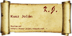 Kusz Jolán névjegykártya