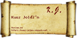 Kusz Jolán névjegykártya