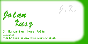 jolan kusz business card